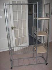 Two Freestanding Silver/Wood Wardrobes